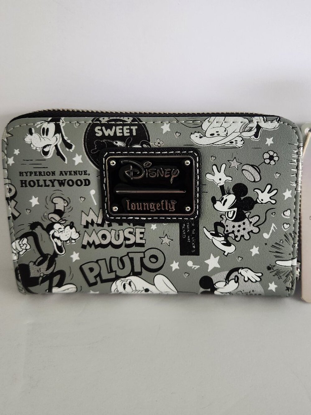 Loungefly Disney 100 Wallet Mickey & Friends Pattern Hard Tag Zip Around New